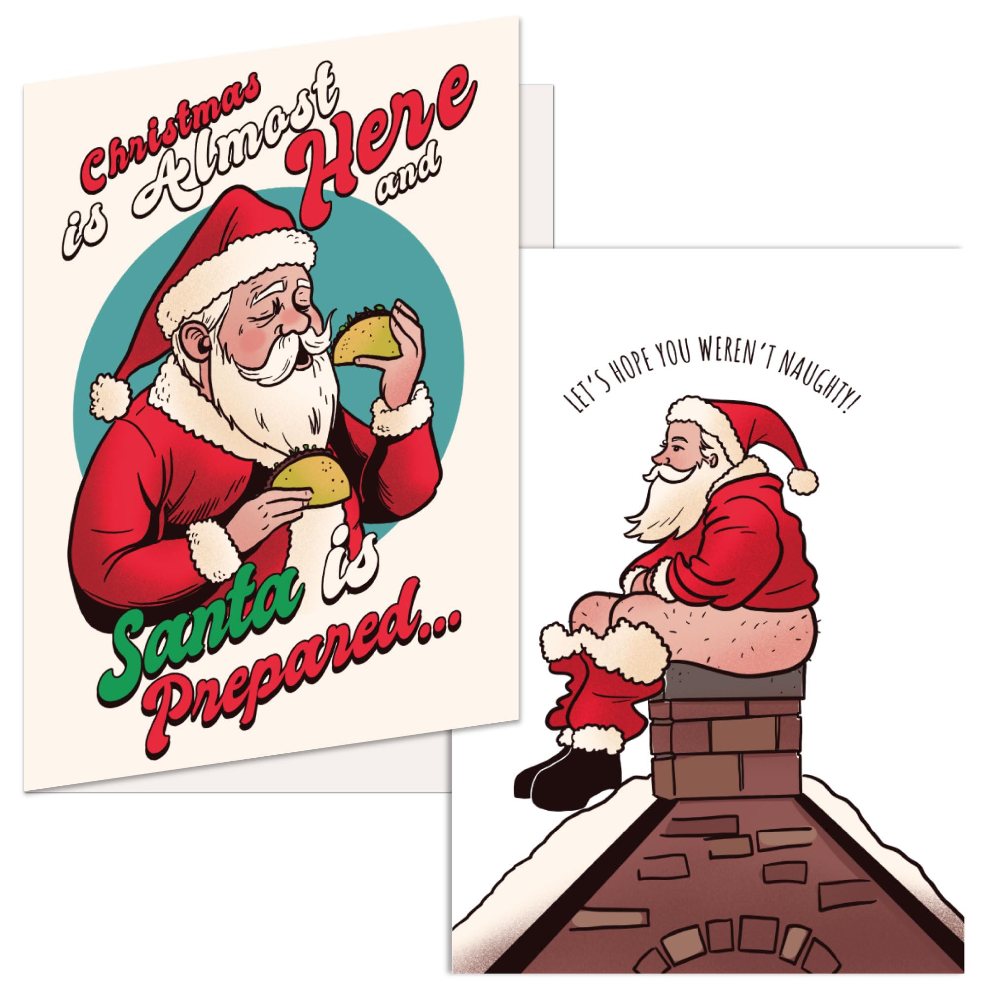 Amazon.com: Crazy Dog T-Shirts Funny Santa Chimney Christmas Card